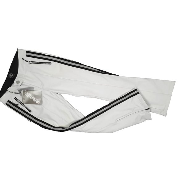 NEW BOGNER WOMENS SKI PANTS!  SIZE 8  29 x 30  OFF WHITE  STRIPES  *YELLOWING* - Picture 1 of 3